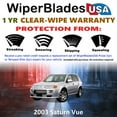 thumbnail image 2 of 2003 Saturn Vue Beam Wiper Blades Wipers w/1yr Warranty (Set of 2) (WiperBladesUSA), 2 of 5