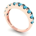 thumbnail image 2 of 1 ctw Wedding Band for Women - 18K Rose Gold Simulated Turquoise Stackable Eternity Ring, 2 of 6