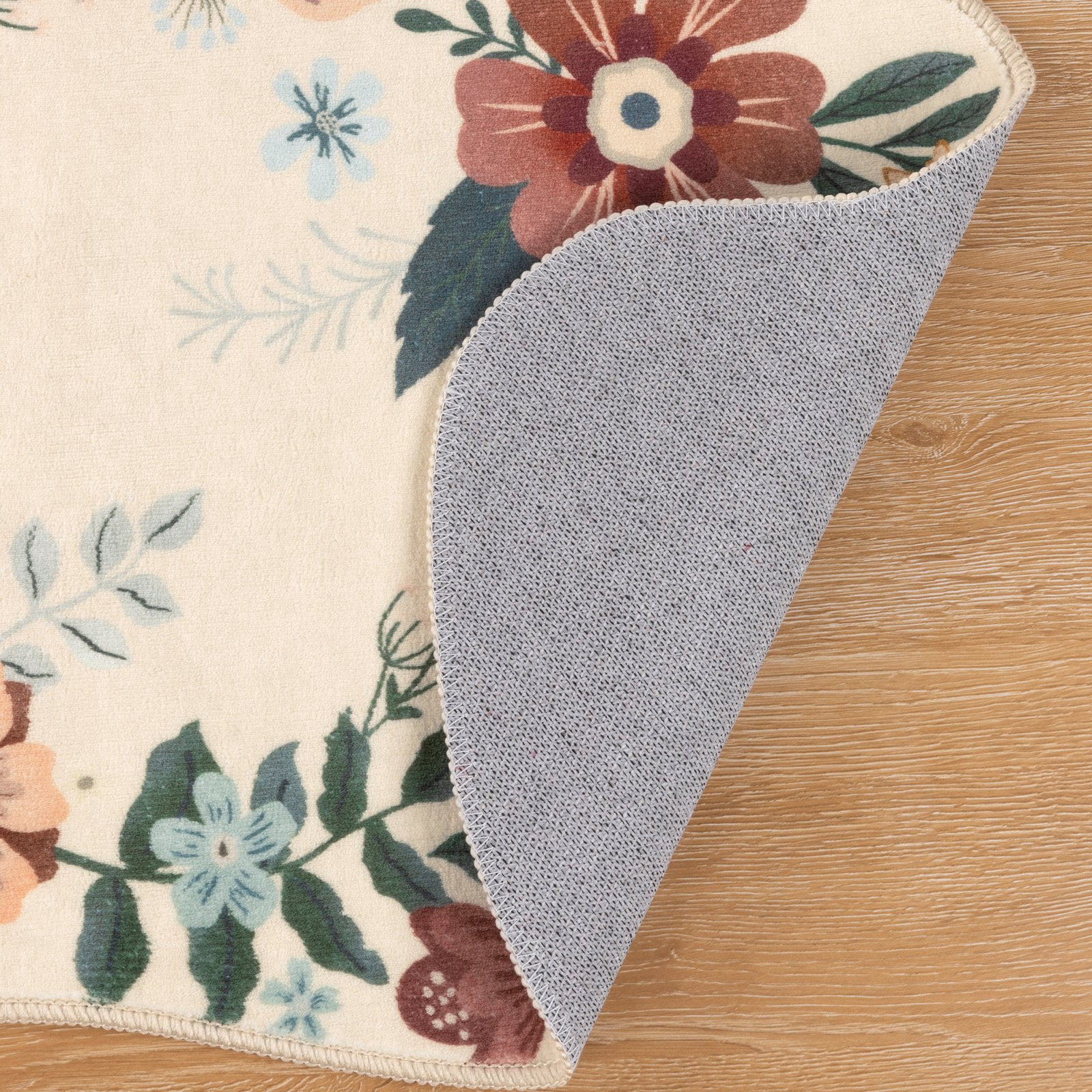 MeyJey 5'x7' Floral Area Rugs for Living Room,Soft Rug Non-Slip Machine Washable Rugs, Low-Pile Throw Carpet for Living Room Bedroom Dining Kitchen,Beige