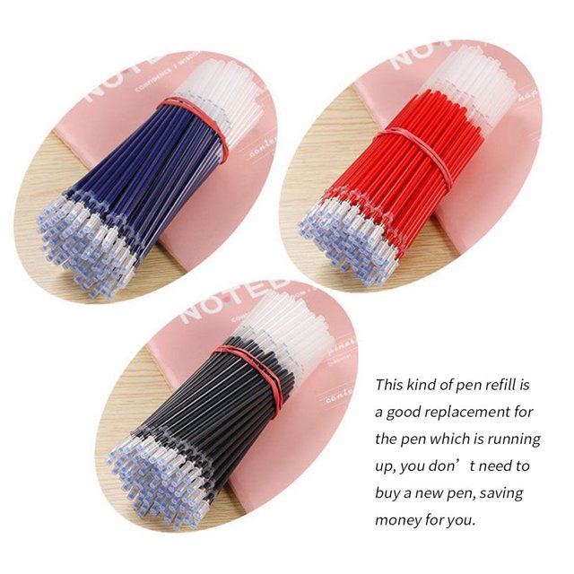 Pen Refills Replacement Writing Refills Quick-dry Stationery Pen Quick-dry Pen Refill Writing Supplies, Red, 0.5mm, 100pcs