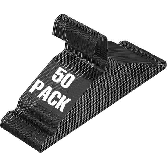 SPECILITE Wire Hangers 50 Pack, Metal Wire Clothes Hanger Bulk for Coats, Space Saving Metal Hangers Non Slip, Black