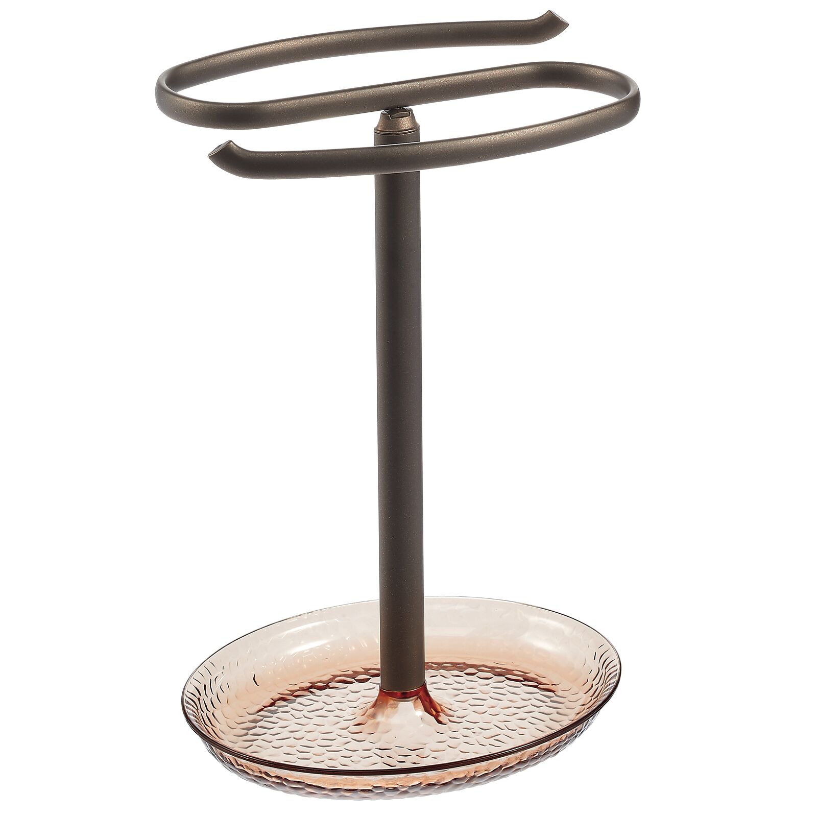 mDesign Fingertip Towel Holder/Tray for Bath Vanity Countertops Bronze/Brown