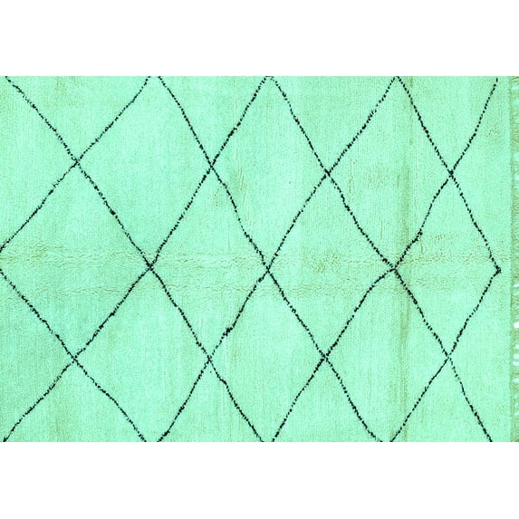 Ahgly Company Indoor Rectangle Solid Turquoise Blue Modern Area Rugs, 2' x 5'