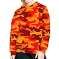 thumbnail image 5 of Xoenoiee Camo Orange Pattern Pullover Sweater Hooded Sweatshirt with Front Kangaroo Pocket for Kids Fall Winter Clothing Long Sleeve Hoodies Activewear for Workout Travel, XL, 5 of 7