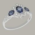 thumbnail image 3 of LBG British Made Classic 925 Sterling Silver Natural Sapphire & Cubic Zirconia Womens Anniversary Ring - 33 size options - Size 5.25, 3 of 5
