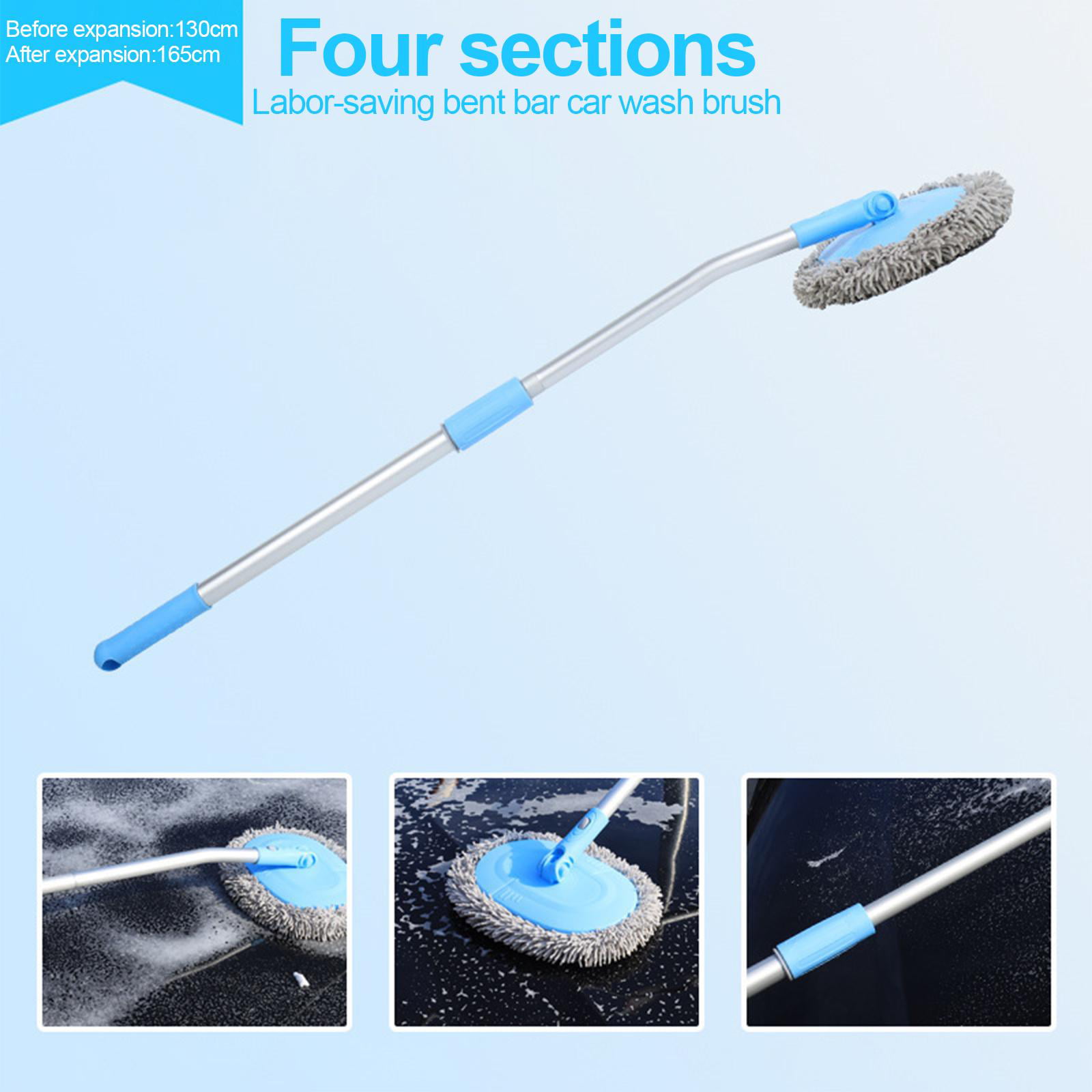 Telescopic Car Wash Brush Adjustable with Rotatory Extension Pole with Wash  Mops for Car Household Cleaning Boat Truck , L Rod