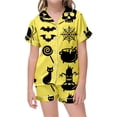 thumbnail image 4 of Halloween Pajamas Kids Size 4-5 Years Childrens Striped Sleepwear Short Sleeve Top with Shorts Soft Comfort Girls Pajama Set Yellow, 4 of 4