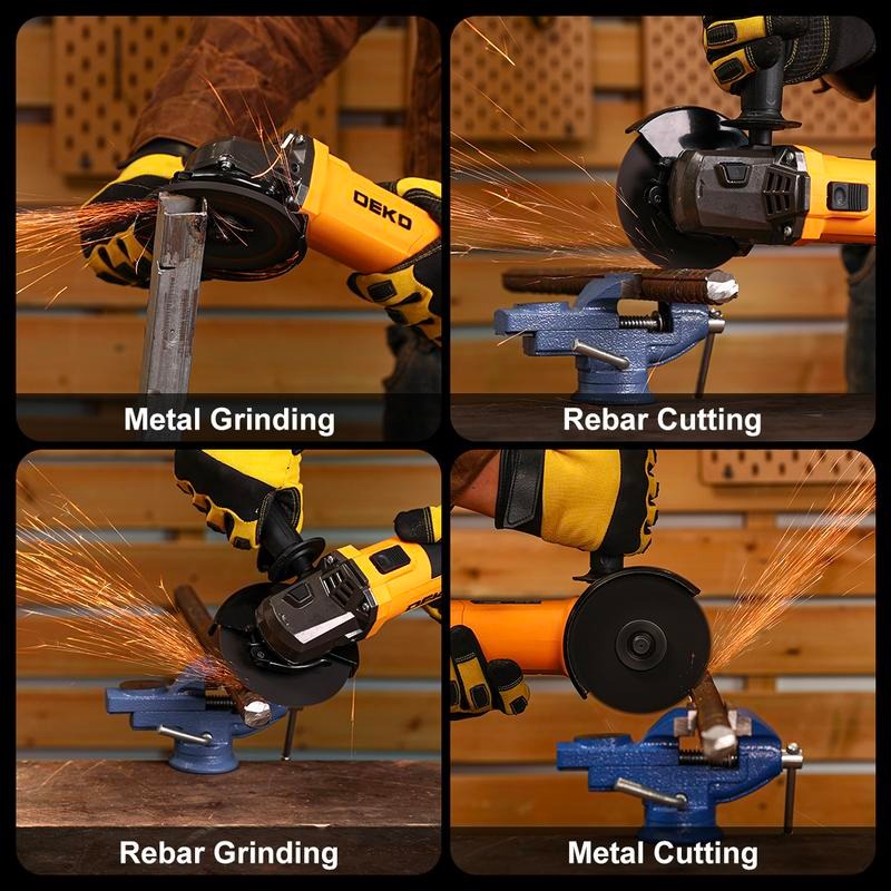 DEKO 110V Angle Grinder 12000 RPM 7.5A Power Tool Suitable for Sanding, Grinding, Wire Brushing & Abrasive Cutting Professional Grinding Electric Tool