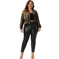 thumbnail image 3 of DARING DIVA Plus Size Sequin Bomber Zipper Long Sleeve  Sparkle Jacket 4X Champagne, 3 of 6