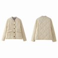 thumbnail image 3 of Women'S Lightweights Quilted Jacket Casual Button Down Puffer Outerwear Leopard Lined Coats with Pockets Cream White S, 3 of 9
