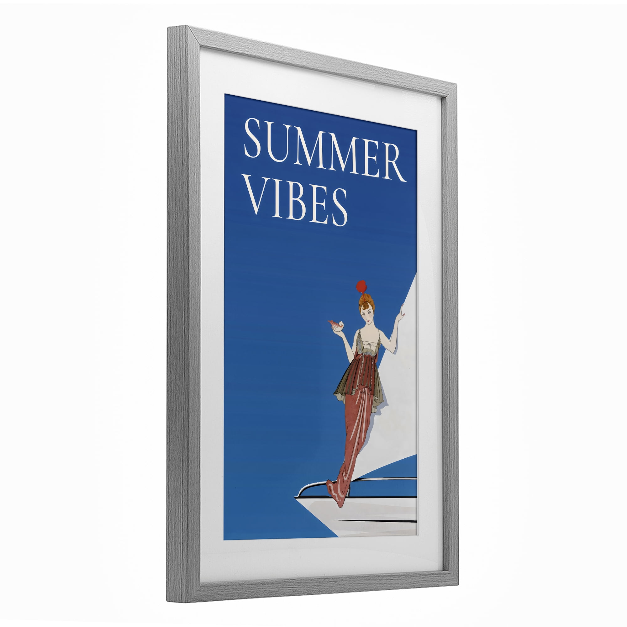 Stupell Industries Summer Vibes Vintage Yacht Gray Framed Print Under Glass, design by Creative Studio