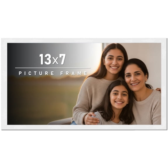 13x7 Frame White Solid Wood Picture Frame Includes UV Acrylic Shatter Guard Front, Acid Free Foam