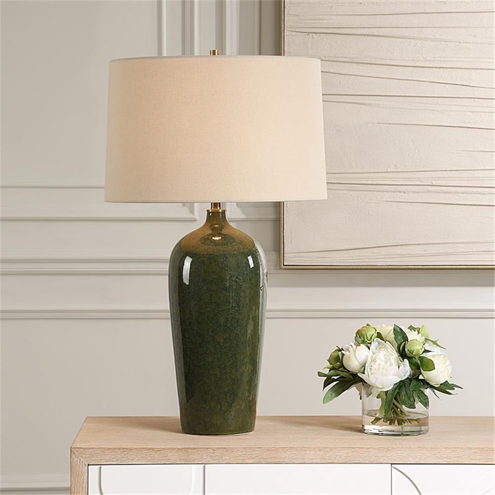 Bowery Hill Contemporary 27.5"H x 16"W x 16"D Ceramic Table Lamp in Emerald