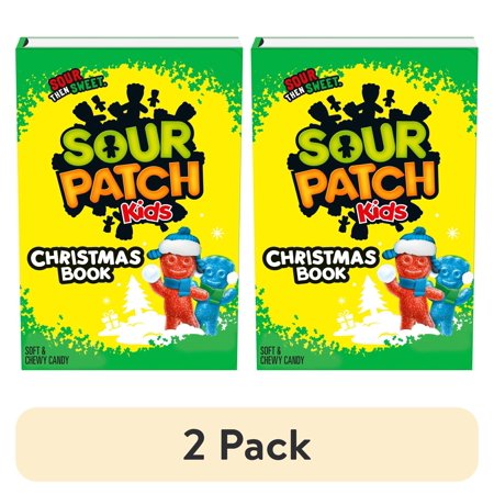 (2 pack) SOUR PATCH KIDS Christmas Storybook, Soft & Chewy Gummy Holiday Candy Stocking Stuffer, 3.4 oz Box