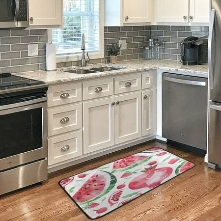 

Long Floor Mat 39x20Inch Kitchen Mat Bathroom Mat Living Room Mat Bedroom Mat Absorbent Delicate Fabric No Ball Do Not Fade Watermelon and Pomegranate