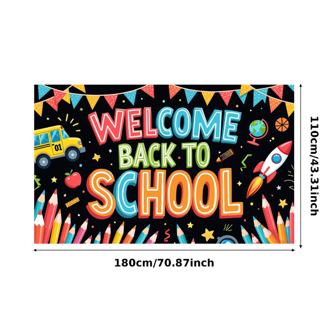 Colorful Design Back to School Banner Educational Theme Welcome Decoration for Classroom Decor School Event Kids Party