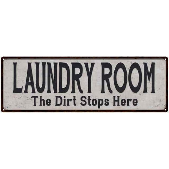 Laundry Room Vintage Look Reproduction Black White 8x24 Metal Sign 206180023040