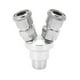 thumbnail image 1 of 2 Way Connector G1/2 Thread Quick Coupler Carbon Steel Chrome Plated Air Splitter Rotatable Pneumatic Fitting, 1 of 5