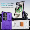 thumbnail image 3 of Case for Samsung Galaxy S24 Ultra 5G 6.8" with Invisible Fold Holder Stand, MagSafe Magnetic Wireless Charging,Sliding camera casing,Shockproof Dropproof Tough Rugged Protective Case Cover,Purple, 3 of 10