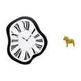 thumbnail image 1 of Reloj de pared acrílico distorsionado con figura de caballo de Dalarna sueco. Adorno de reloj creativo y lujoso con efecto fundido, ideal para la, 1 of 8