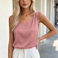 thumbnail image 4 of Miqool Women's Satin V-Neck Tank Top Sleeveless Dressy Blouse Loose Fit Summer Casual Work Top Flowy Camisole, 4 of 9