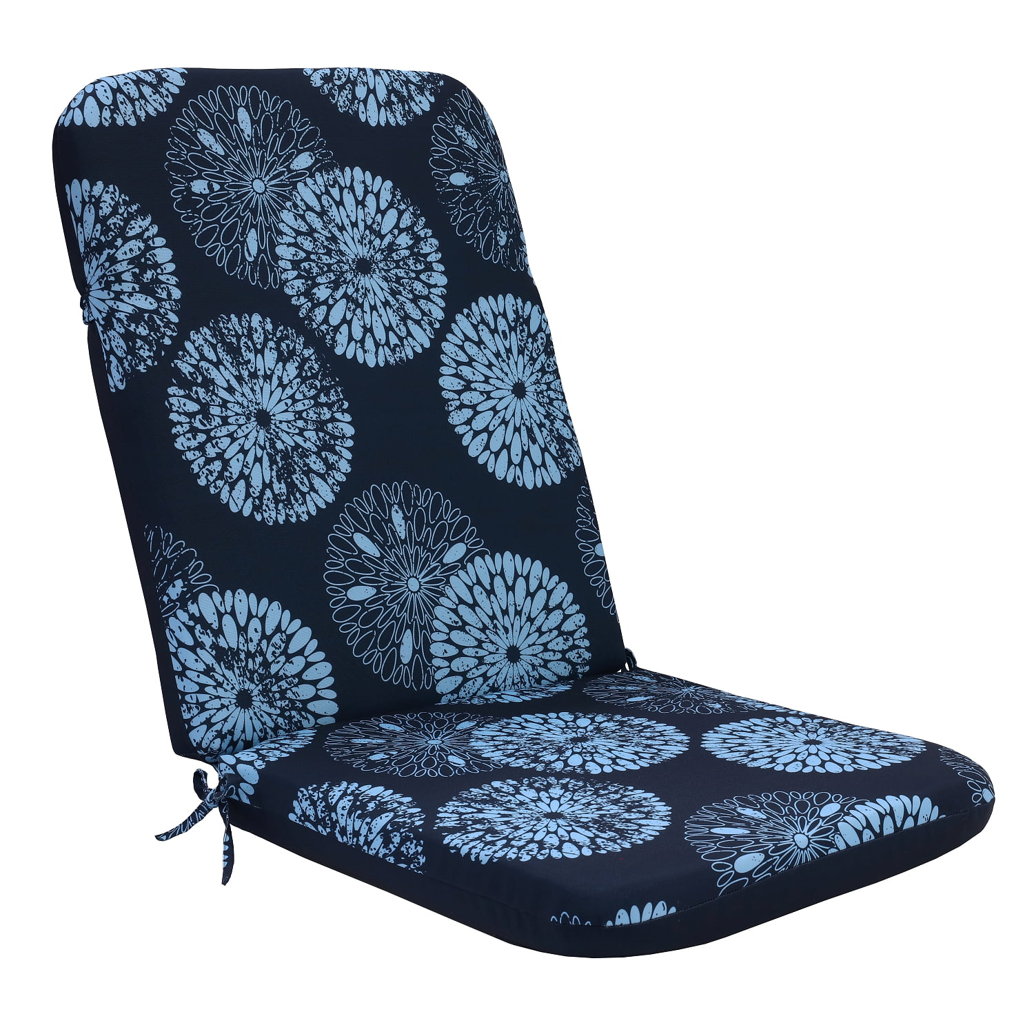Blue Flower Outdoor High Back Cushion 20x45