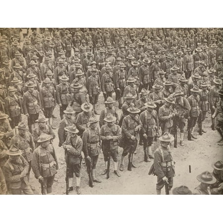 Troop London United States Troops on parade before their march through London on August 15, 1917 Print Wall Art ()