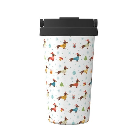 

KLL winter Snowflake Dachshund Pattern Stainless Steel Vacuum Insulated Tumbler - Carry Insulated Coffee Mug - Reusable Insulated Cold Brew Iced Coffee Cup Thermos