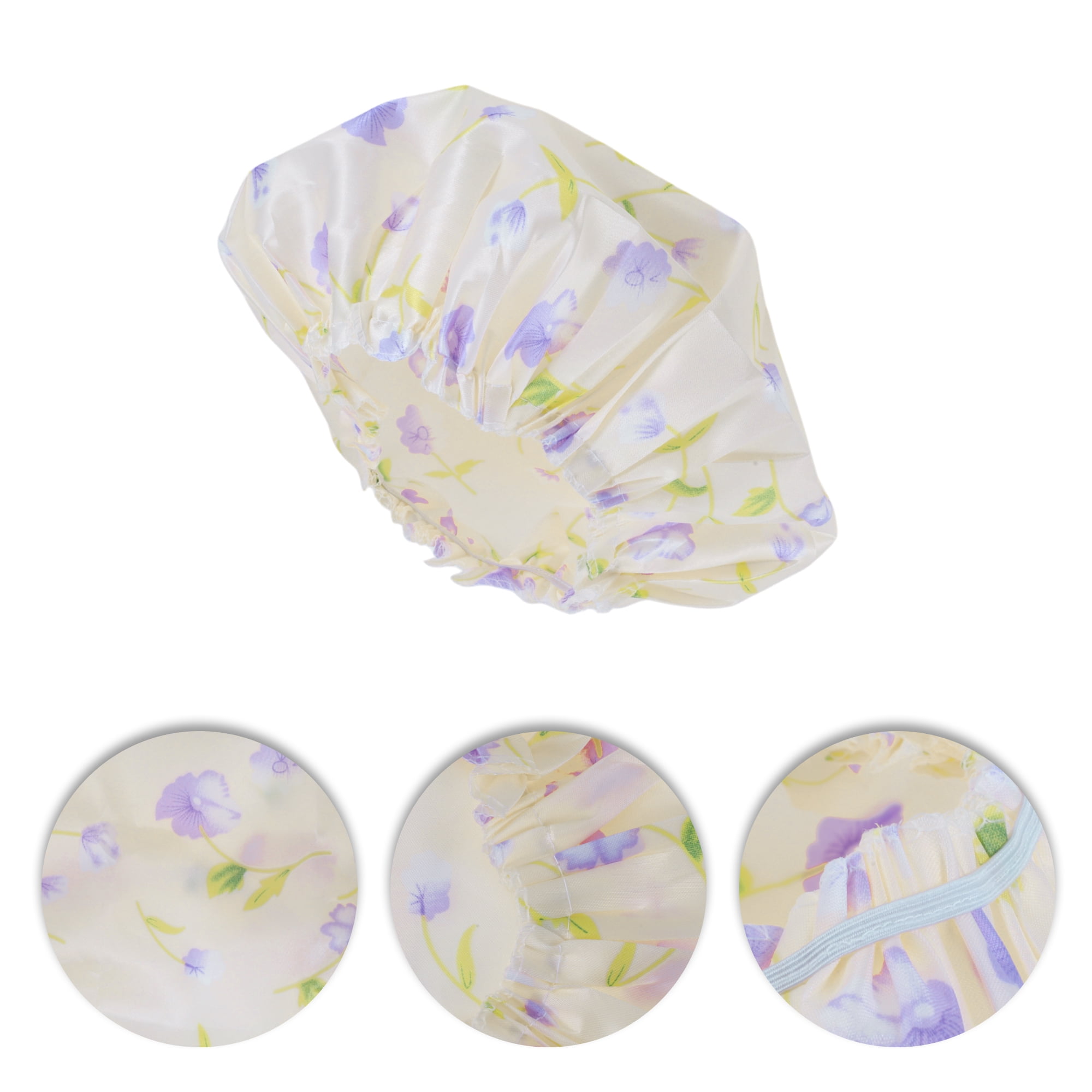 Unique Bargains Reusable Shower Cap 2 Pcs Light Yellow