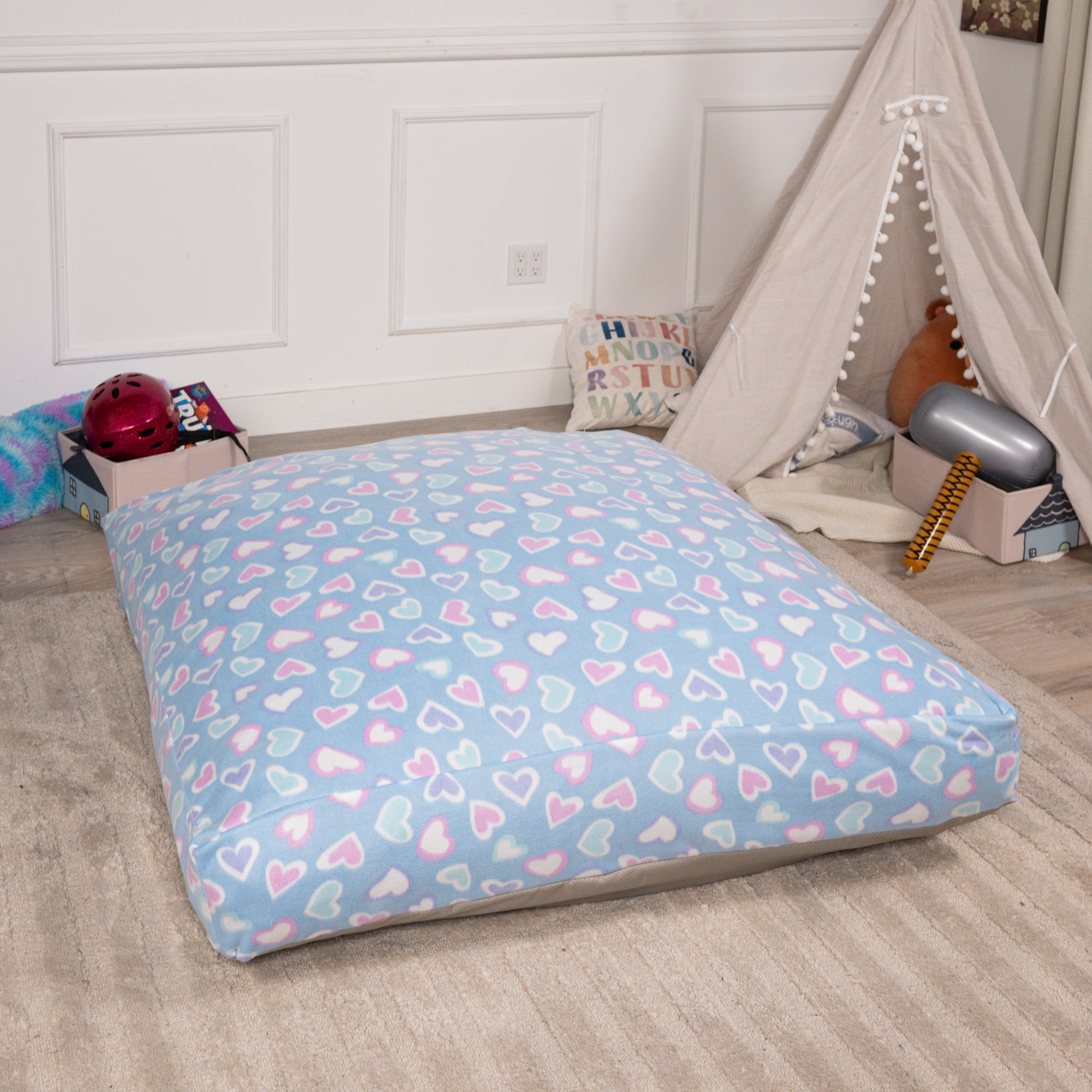 Sensory Crash Pad for Kids & Adults,Soft Landing Crash Mat with Foam Blocks,Removable and Washable Cover,Non-Slip Bottom for Jumping, Relaxing & Play,48" x 48"