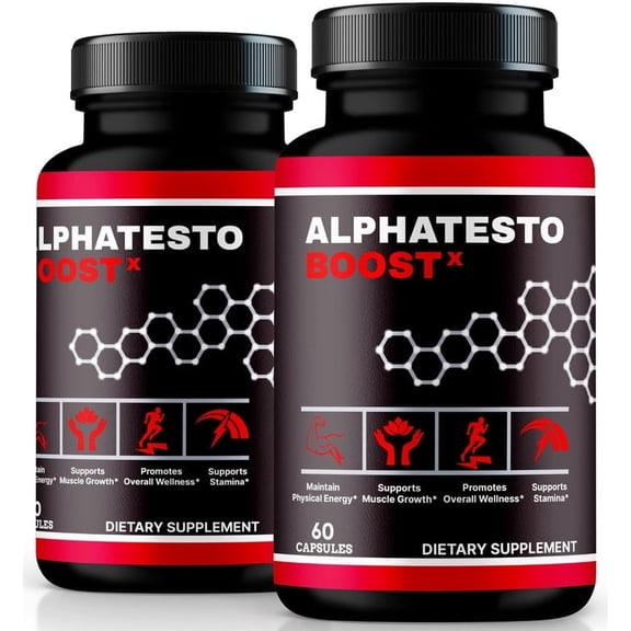 (2 Pack) Alpha Testo Boost X Capsules – Official AlphaTesto Booster All-Natural Pills for Physical Health & Overall Well-Being, Premium Pastillas for Energy, Vitality & Wellness Aid(120 Capsules)