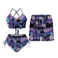 thumbnail image 2 of Psesaysky Hawaii Hibiscus Palm Couples Matching Swimsuits Removable Pad Bikini and Board Shorts for Women Men Summer Beach Corss Front Swimsuit or Drawstring Swim Trunks Plus Size 2026, 2 of 7