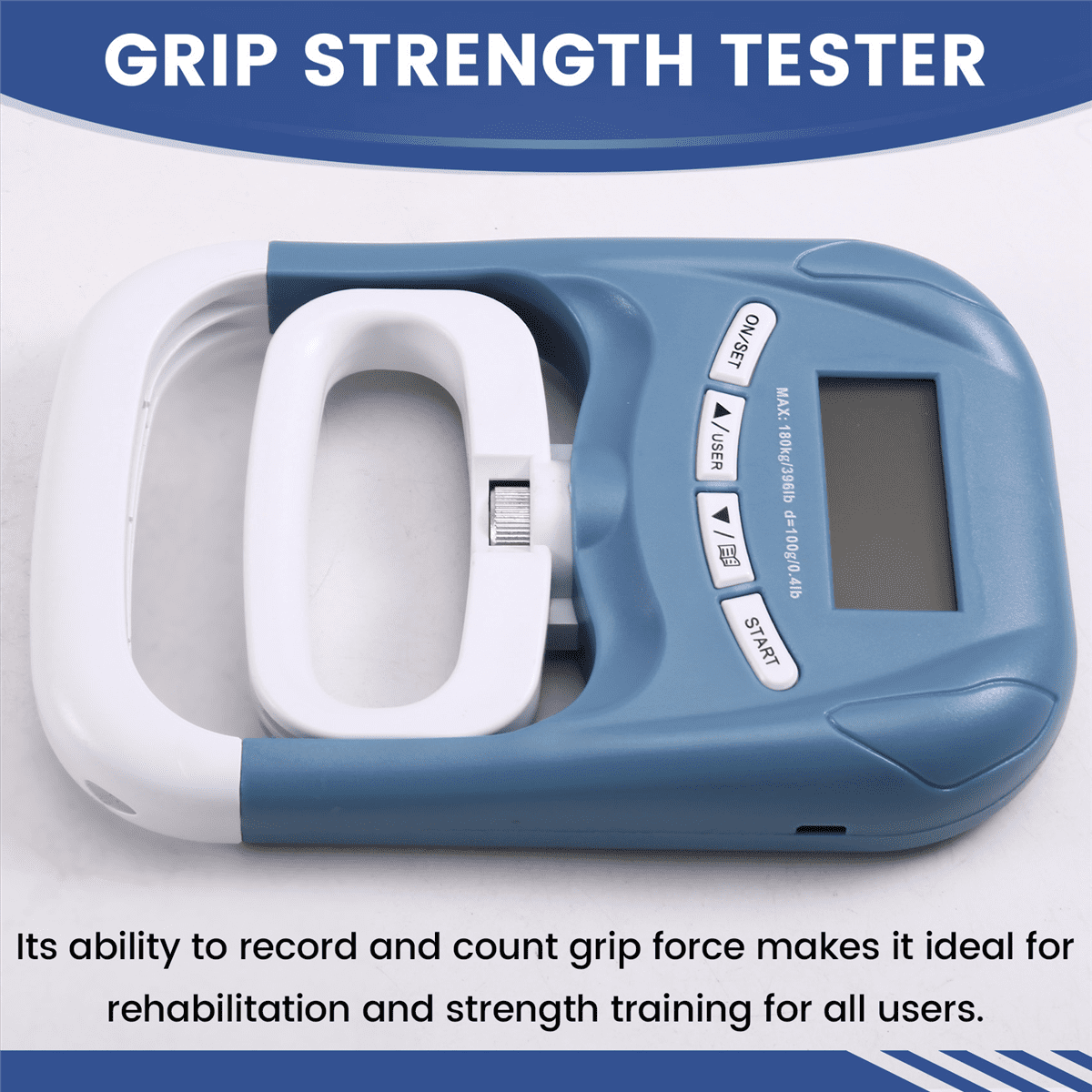 396Lbs/180Kg EH121 Digital Hand Dynamometer Hand Grip Strength Trainer Grip Strengthener for Home School Blue,1 * grip strength trainer,Blue