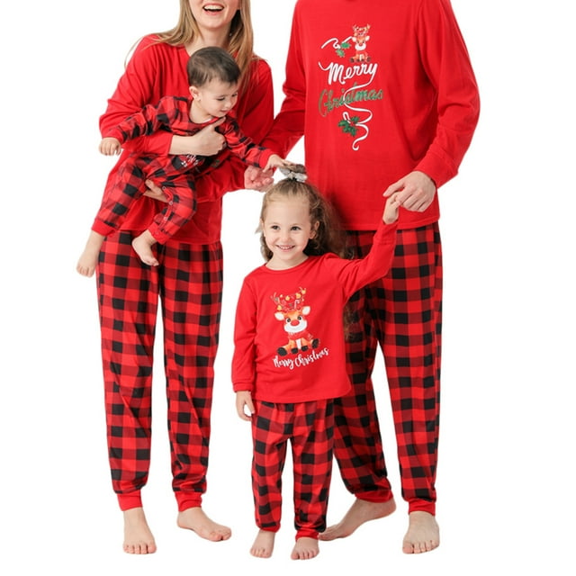 TheFound Christmas Parent-child Long Sleeve Printing Nightwear Set/ Jumpsuit