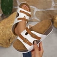 thumbnail image 5 of Slide Sandals for Women Plus-Size Wide Width Breathable Open Toe | Buckle Strap Beach Pool Slippers Thick Soft Sole, #1White-40, 5 of 9