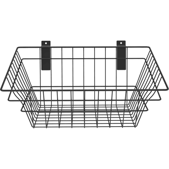 Hyper Tough Slatwall Wire Basket, Black Steel, 14.58 in x 11.85 in x 6.94 in