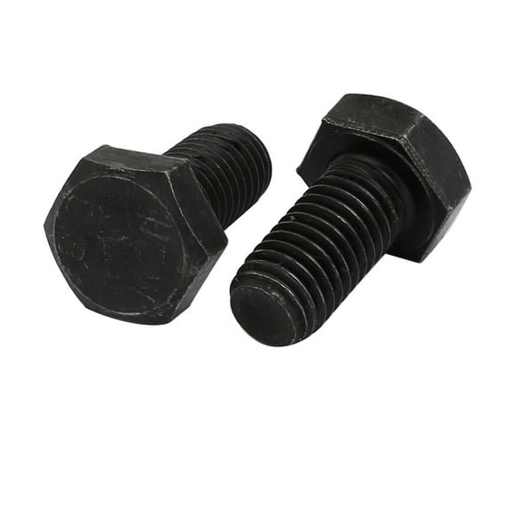 8.8 Grade M10x20mm Full Threaded Left Hand Thread Hex Head Bolt Black 2pcs