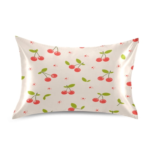 Satin Pillow Case Envelope Pillow Covers Standard Size Soft Pillow Cases for Bedroom, Cherry Dot Printed