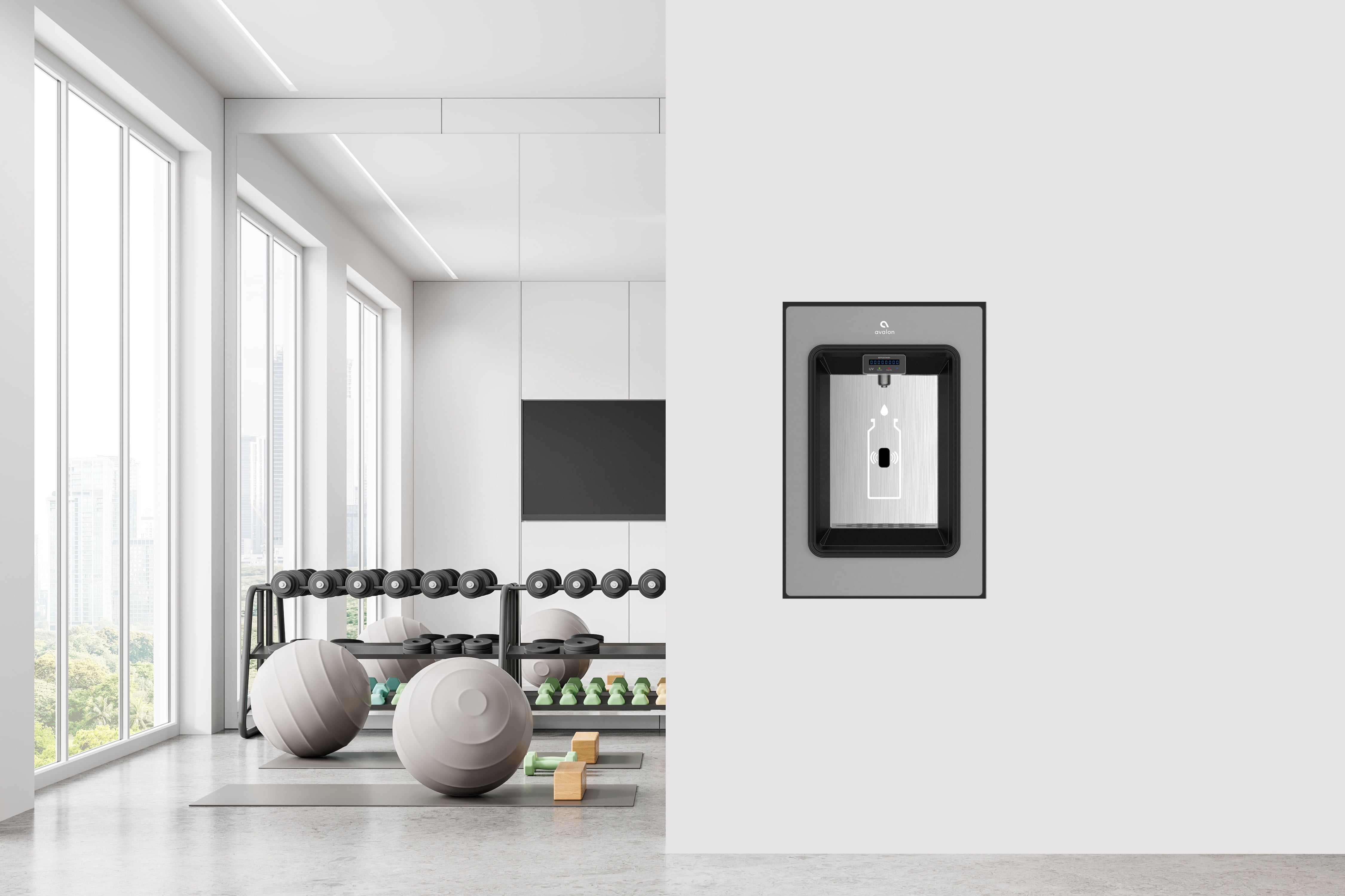 Avalon In-Wall Bottle Filler, Sensor Dispensing, Self Cleaning, Digital Bottle Counter Display, Dual Filtration, Wifi Enabled