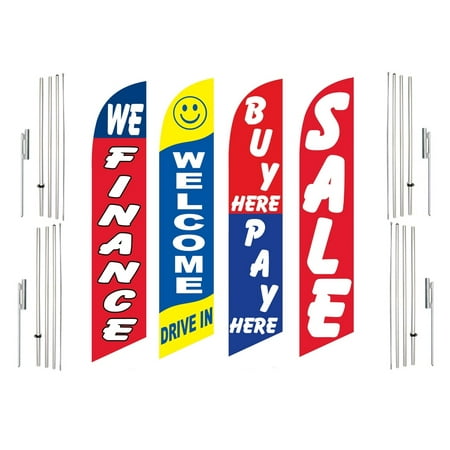 4 Swooper Flags With 4 Pole Kits We Finance Welcome Drive In Buy Pay Here Sale
