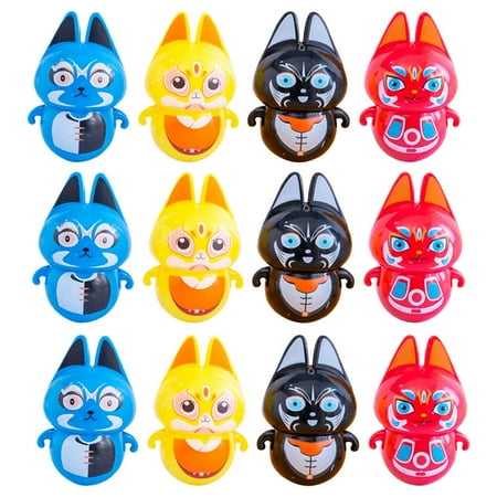 

12Pcs Colored Beijing Opera Cats Tumbler Toys Educational Plaything (Random Style)