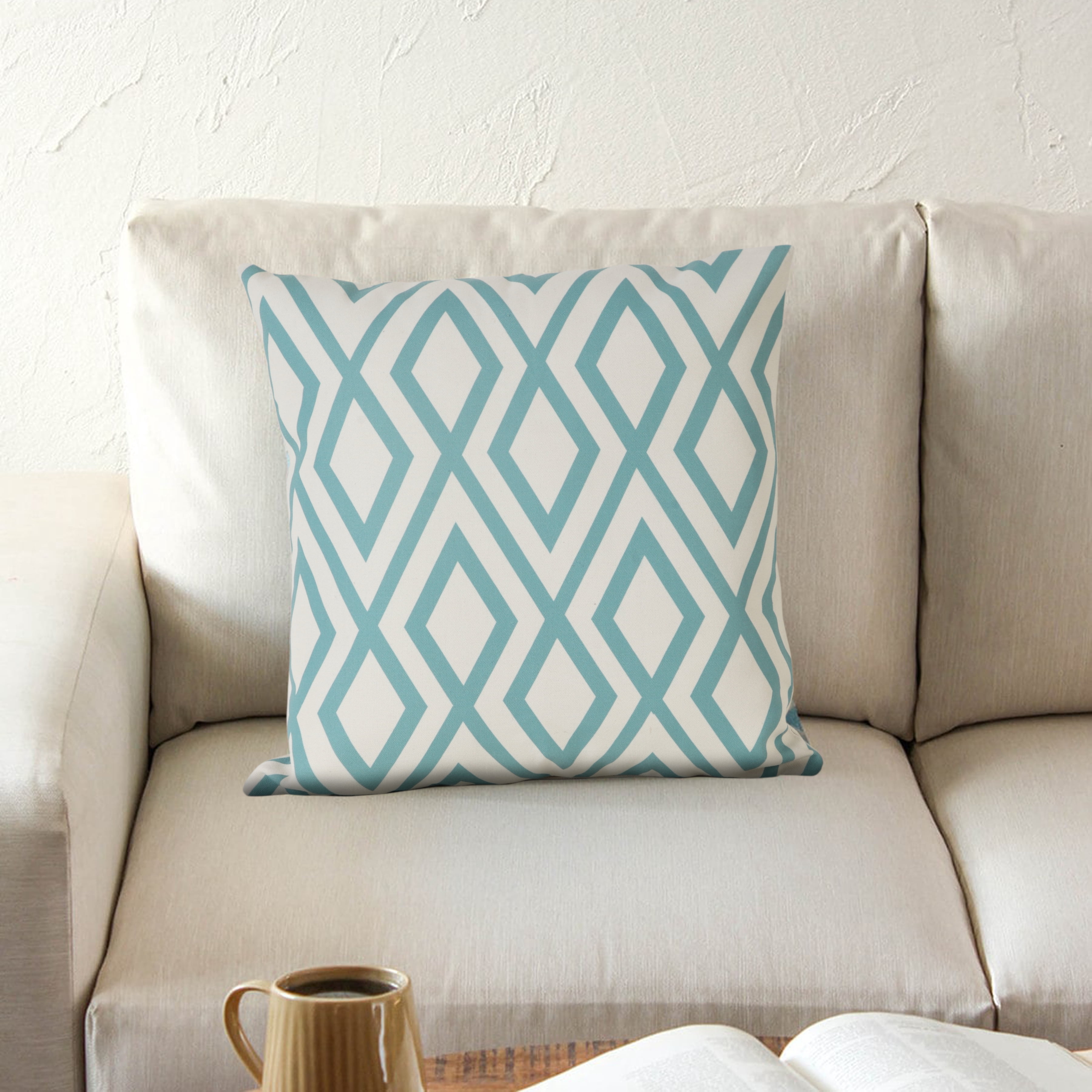 Harlow Hill Diamond Indoor/Outdoor Throw Pillow, Blue, 20" Square, Count Per Pack1