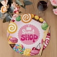 thumbnail image 3 of Sweet Shop Words Round 13 Inch Placemats Set of 2, Candyland Colorful Lollipop Potatoes HeatResistant Non Slip Place Mats for Dining Table, Wipeable Braided Kitchen Table Mats for Housewarming, 3 of 9