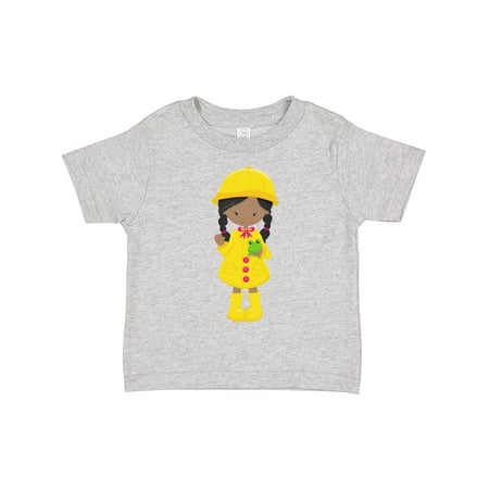 

Inktastic African American Girl Raincoat Rain Boots Frog Gift Toddler Toddler Girl T-Shirt