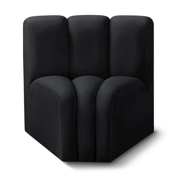 Meridian Furniture Arc Black Velvet Curved Corner
