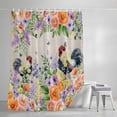thumbnail image 4 of Pink Orange Flowers Shower Curtain Set, Waterproof Shower Curtains for Bathroom, Spring Floral Rooster Farmhouse Washable Fabric Cloth Bath Curtain for Bathtub Decoration with Hooks 54x78 Inches, 4 of 9
