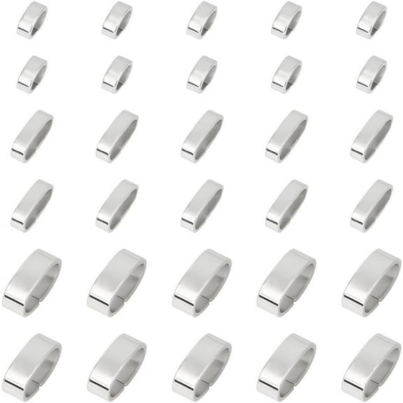 60Pcs 3 Sizes Stainless Steel Rectangle Slide Charm Large Hole Slider Loose Beads Leather Cord Link Connector Bead Locking Clip Beads