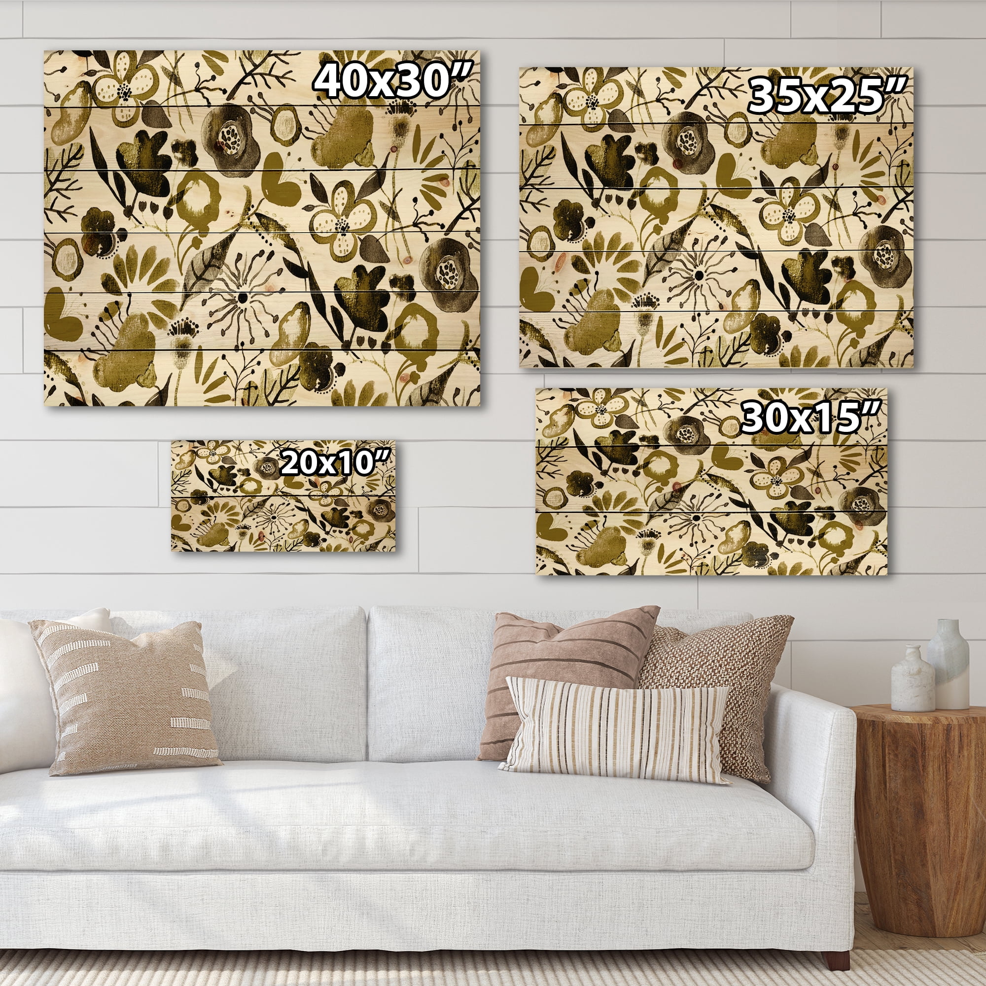 Designart 'Vital Abundance Of Wildflowers II' Modern Print on Natural Pine Wood