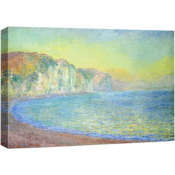 wall26 Canvas Print Wall Art Cliffs at Pourville, Sunset Claude Monet Nature Illustrations Fine Art Decorative Landscape Multicolor Wilderness Rustic for Living Room, Bedroom, Office - 16"x24&qu
