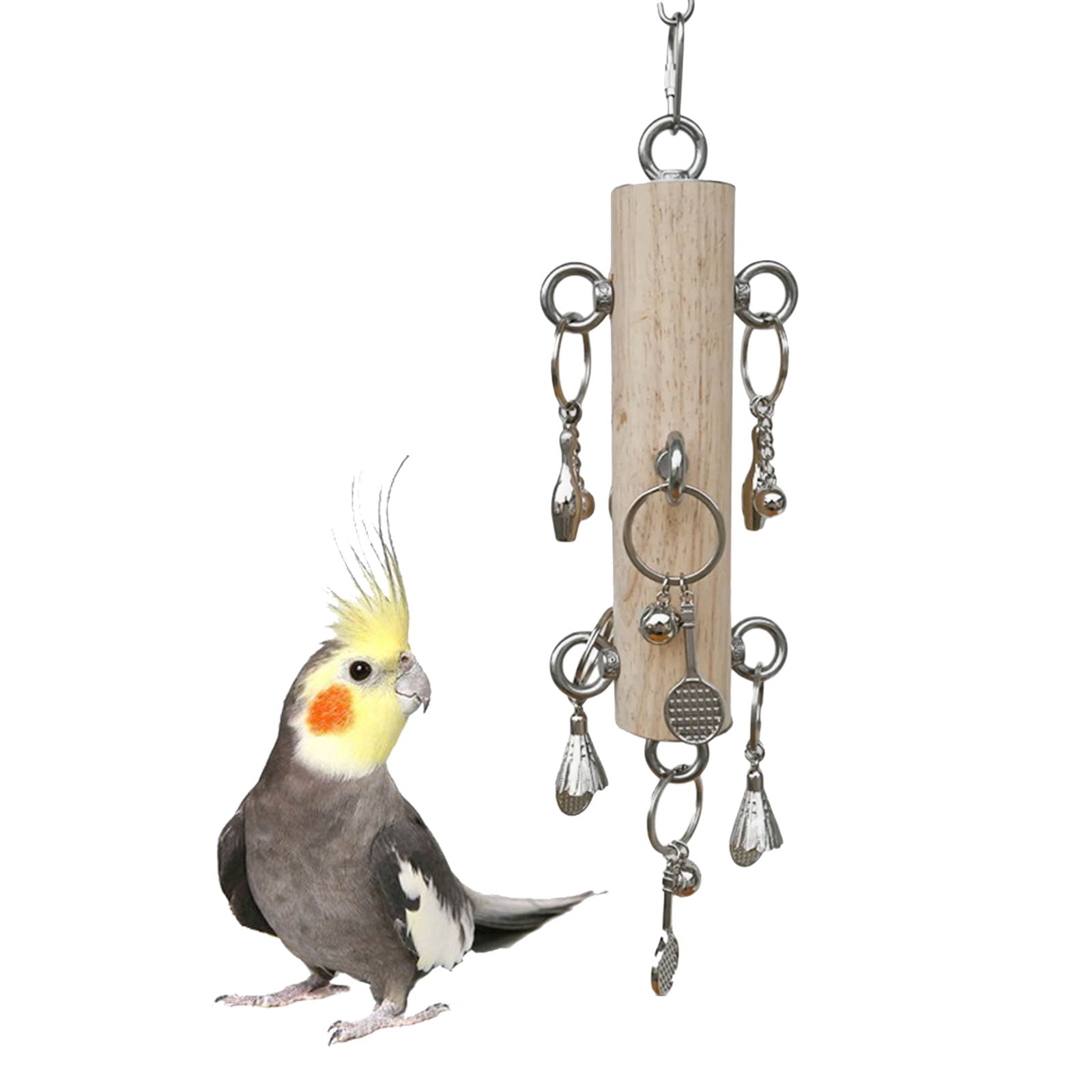 Bird Tearing Puzzle Toy Bird Cage Chewing Toy Perch with Metal Rings for Small Bird Birdcage Enrich Toy